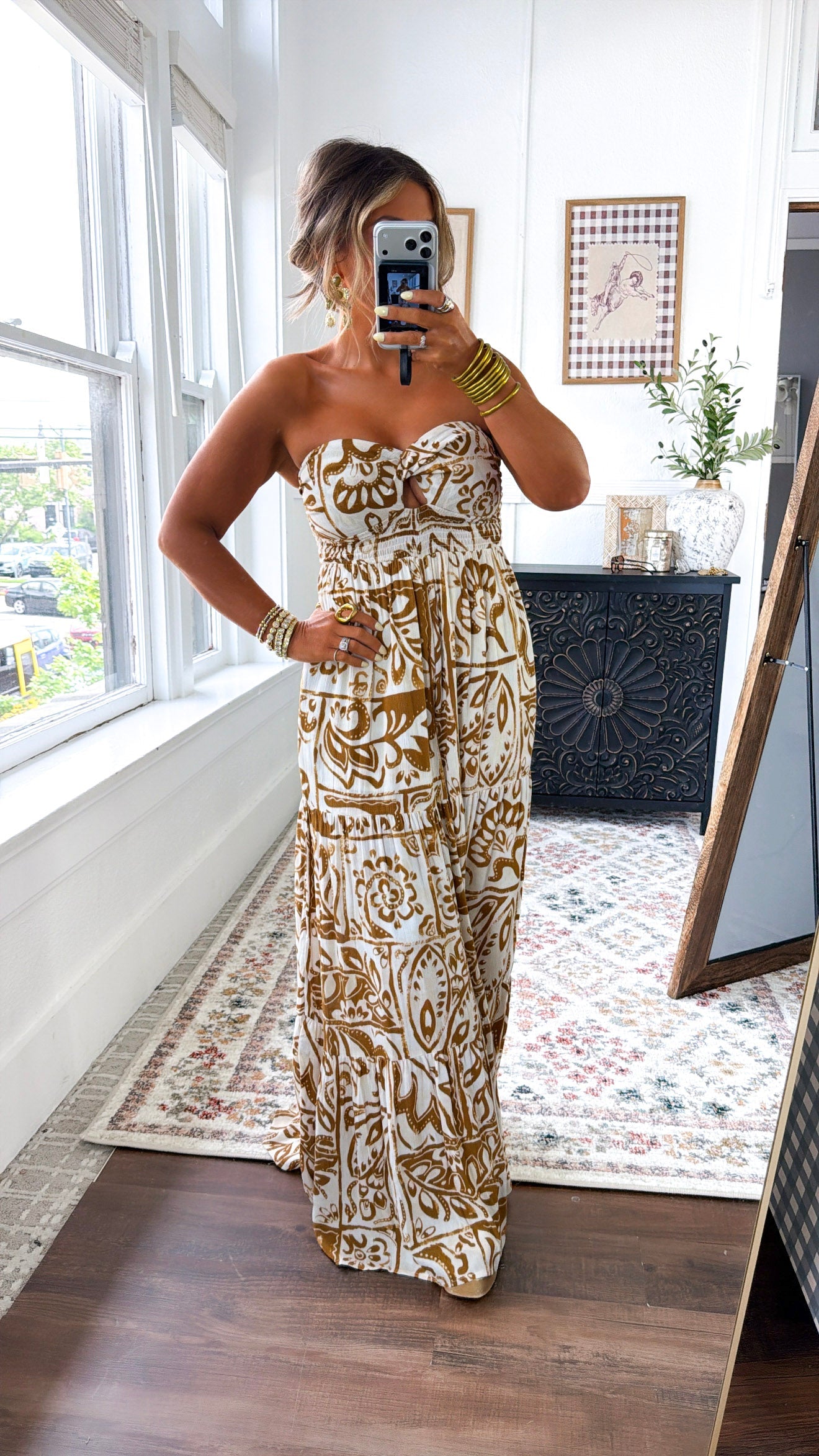 Belluna Strapless Jumpsuit, Cream/ Taupe