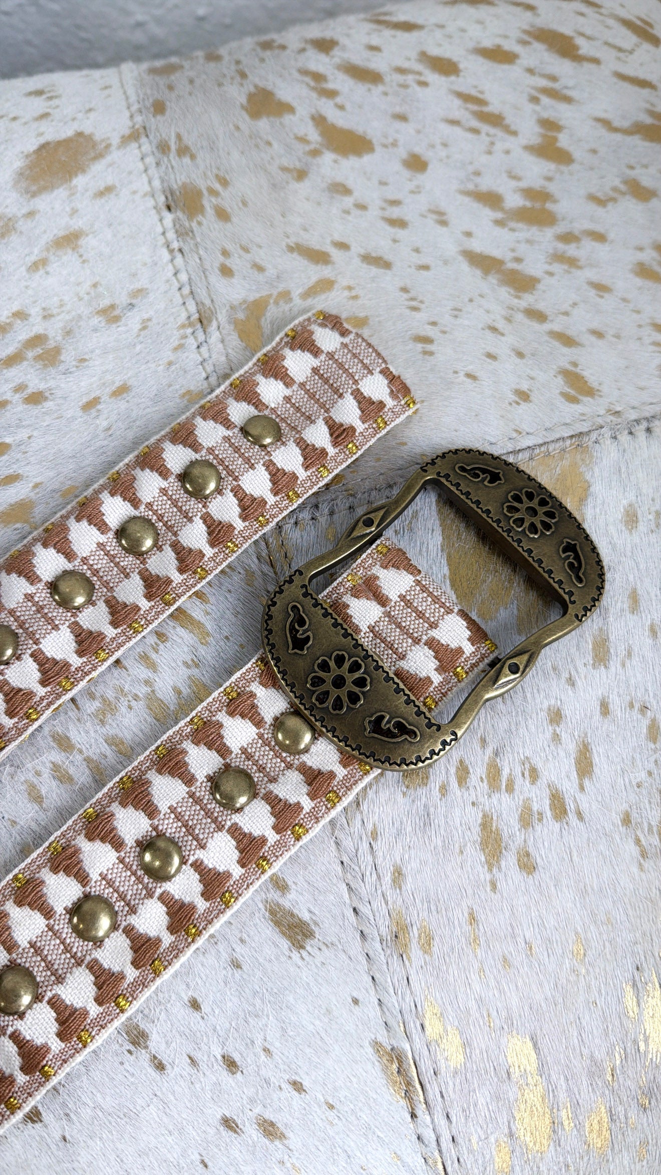 Maize Studded Adjustable Belt, Cocoa