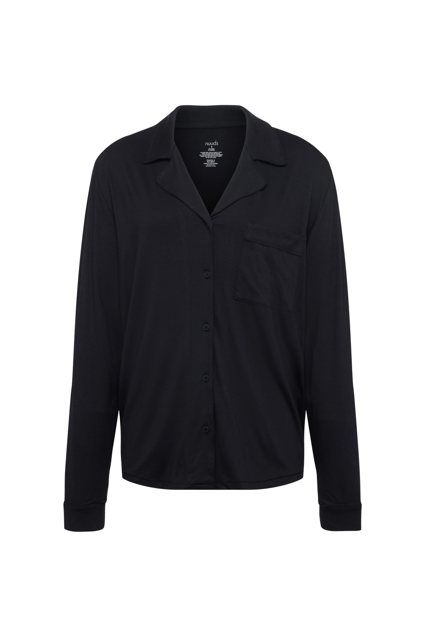 Long Sleeve Button-Up Pajama Shirt | Black