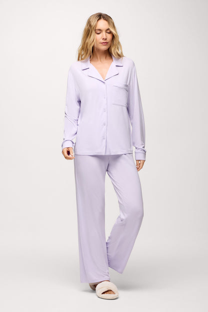 Long Sleeve Button-Up Pajama Shirt | Lilac