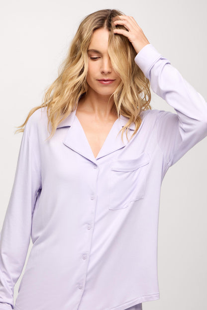 Long Sleeve Button-Up Pajama Shirt | Lilac