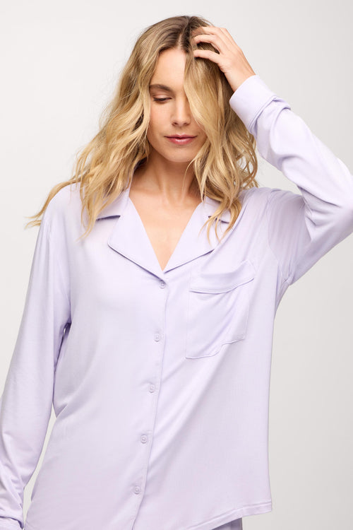 Long Sleeve Button-Up Pajama Shirt | Lilac