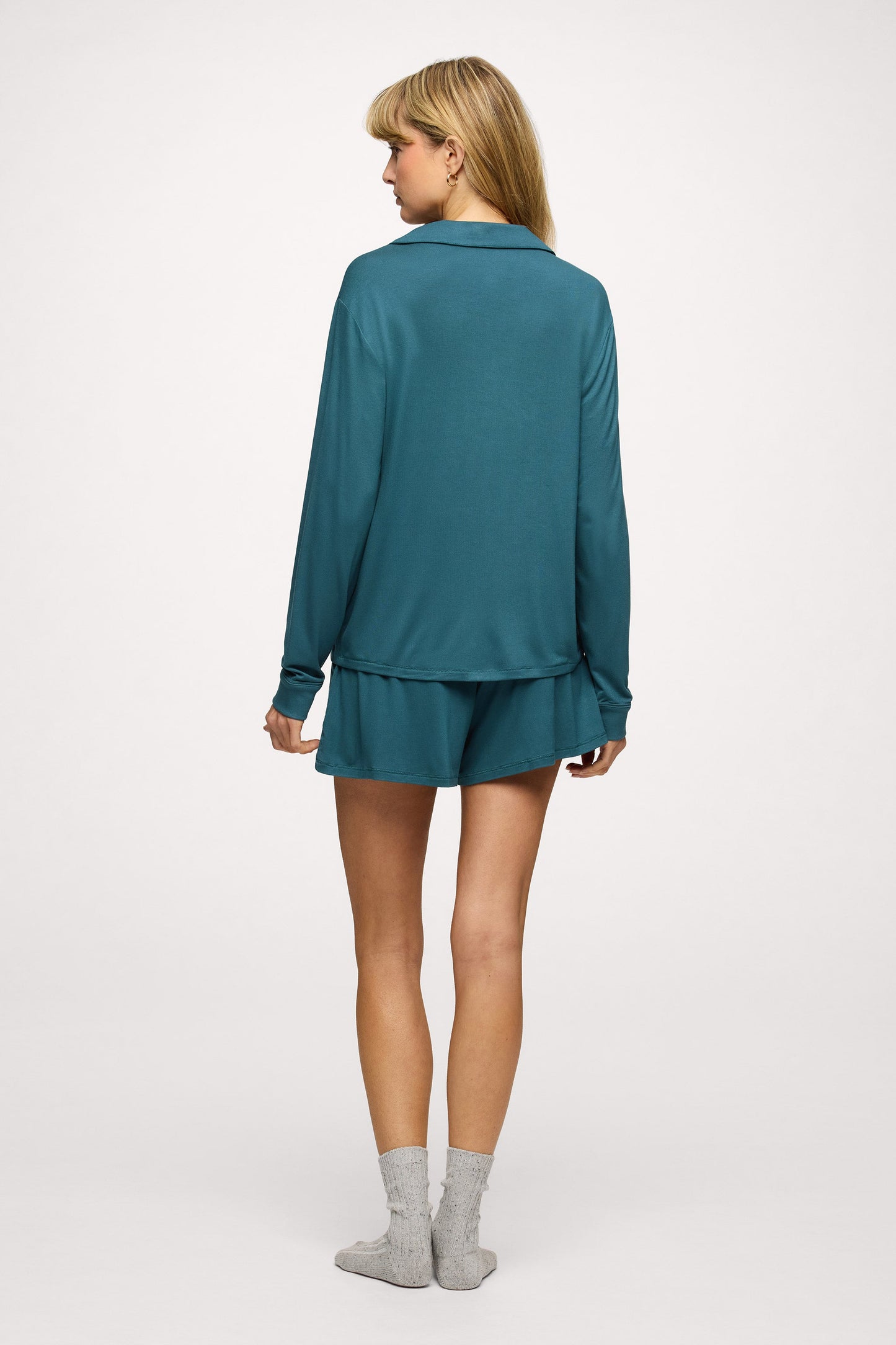 Long Sleeve Button-Up Pajama Shirt | Ocean