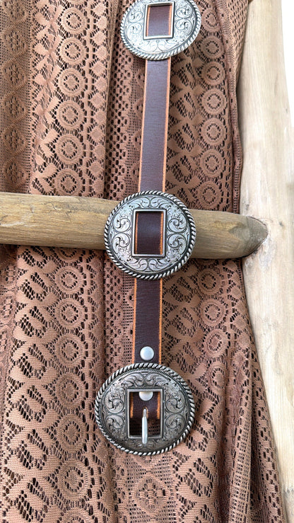 Concho Western Belt, Vintage Brown