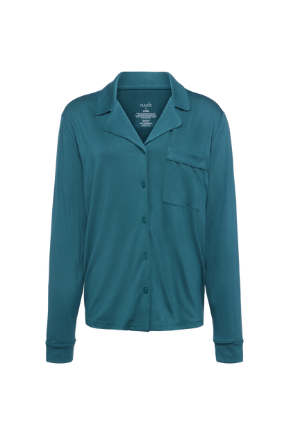 Long Sleeve Button-Up Pajama Shirt | Ocean