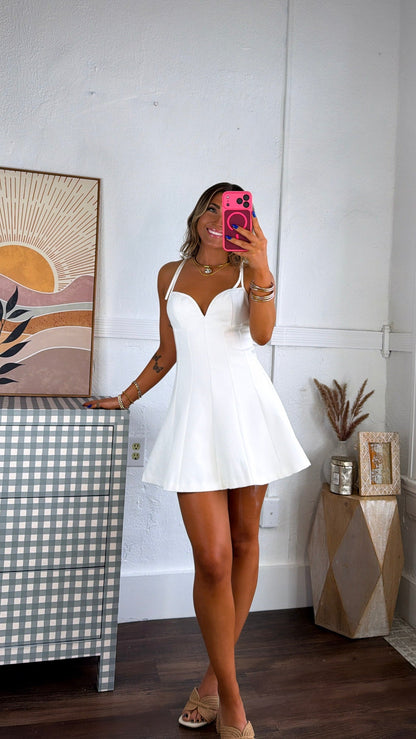 Clover Petal Mini Dress, Off White