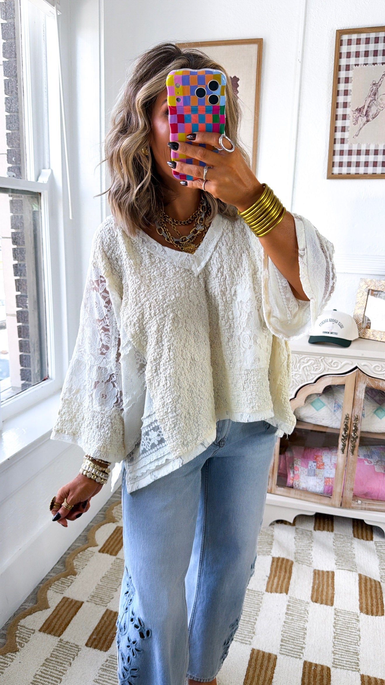 Celeste Textured Top, Cream