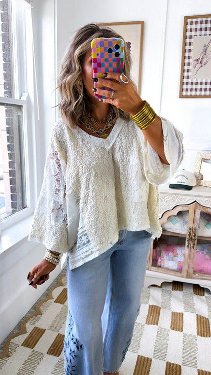 Celeste Textured Top, Cream