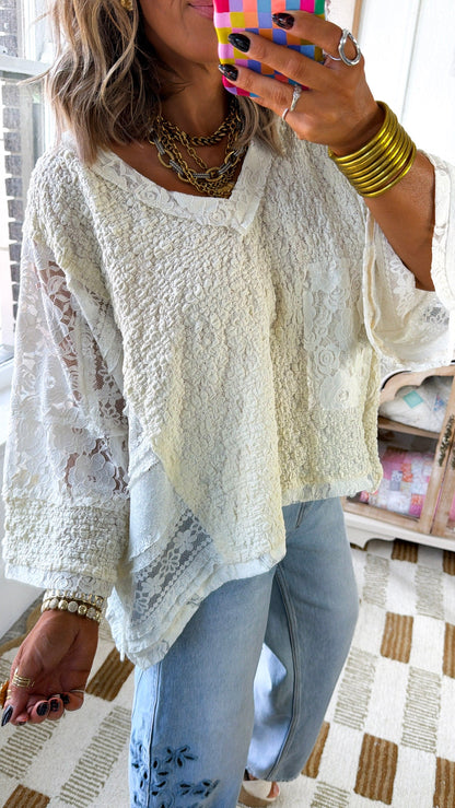 Celeste Textured Top, Cream