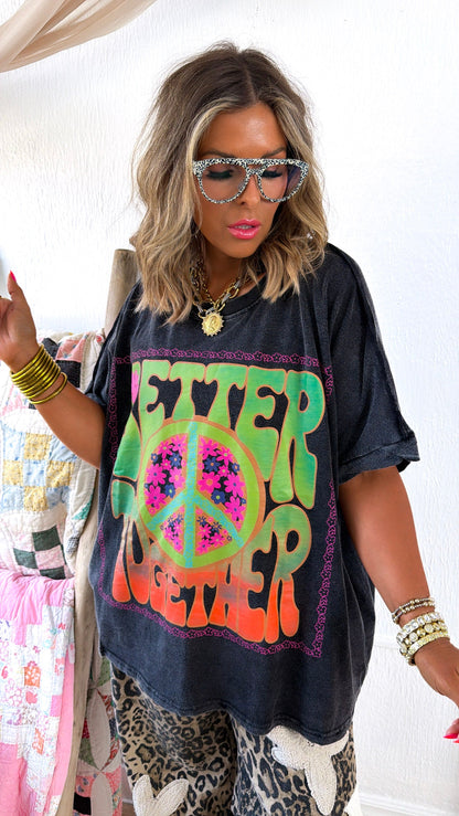 Peace & Better Together Graphic Tee, DK. Grey