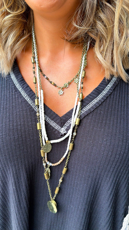 Montana Road Layered Necklace, Ivory