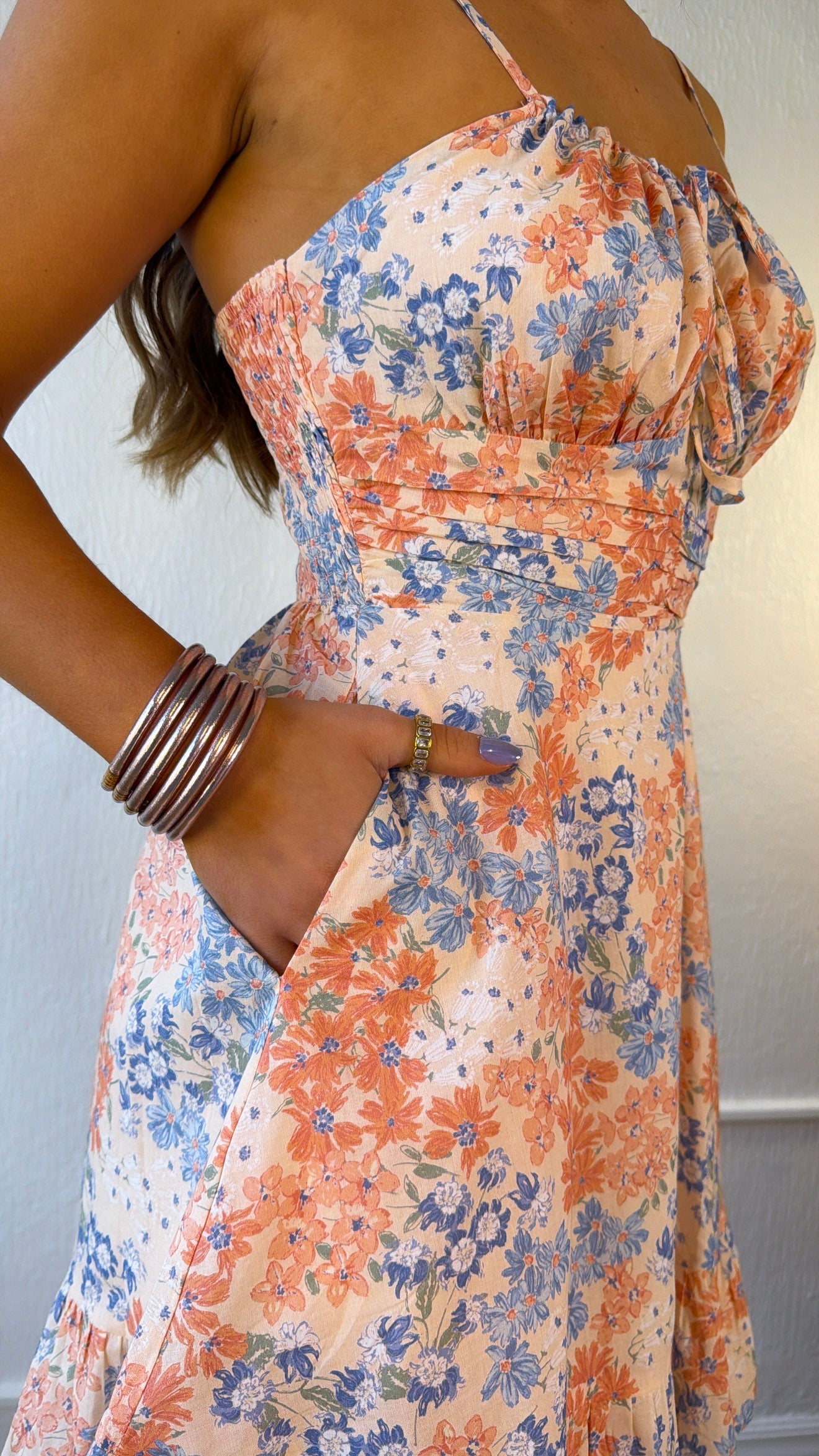 Orange & Lemon Spritz Dress, Peach Multi