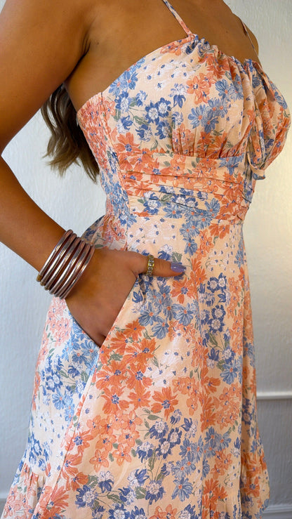Orange & Lemon Spritz Dress, Peach Multi