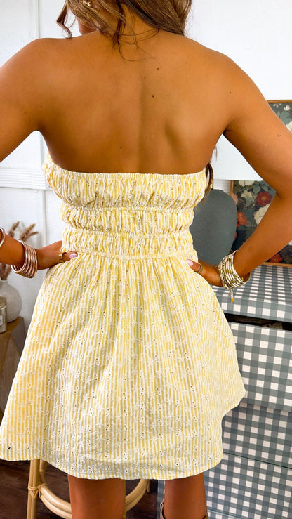 Limoncello Mini Dress, Yellow/White Stripe