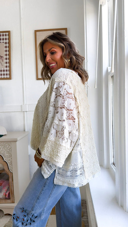 Celeste Textured Top, Cream
