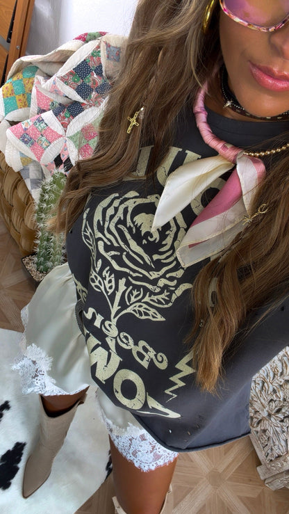 Half Bandana Wrapped Necklace, Dusty Pink