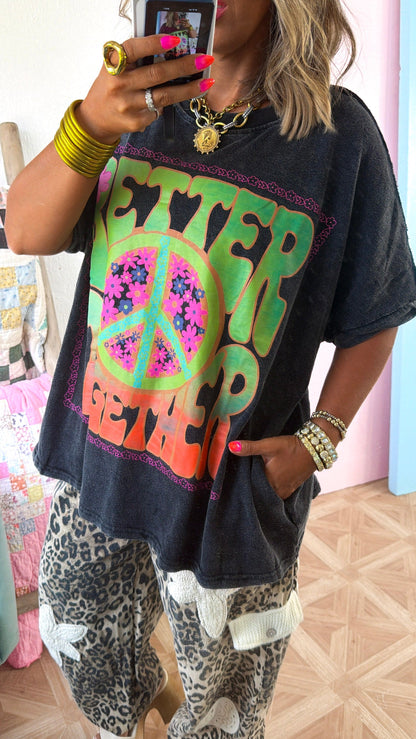 Peace & Better Together Graphic Tee, DK. Grey