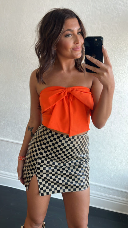 It Girl Bow Detail Tube Top, Orange