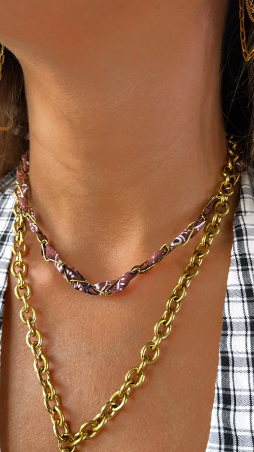 Bandana Twist Necklace, Brown