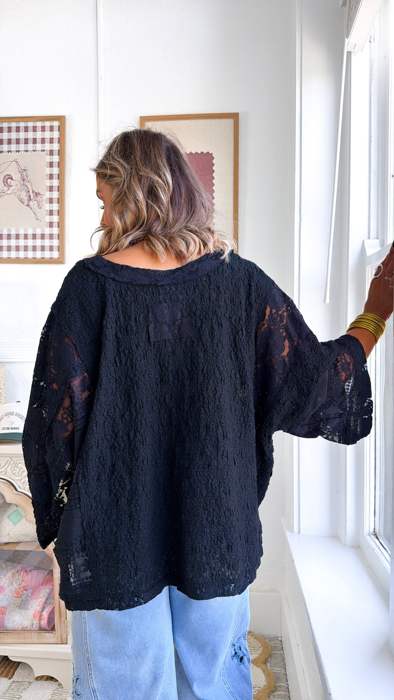 Celeste Textured Top, Black