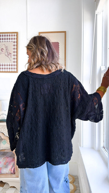 Celeste Textured Top, Black