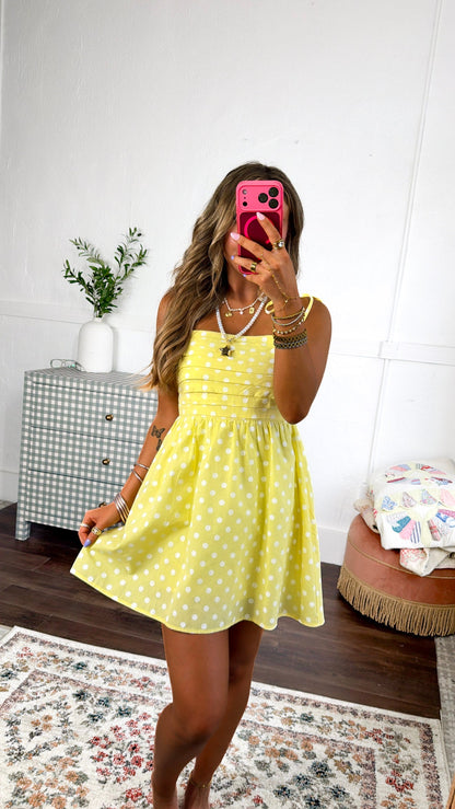 Lemon Martini Mini Dress, Yellow/White