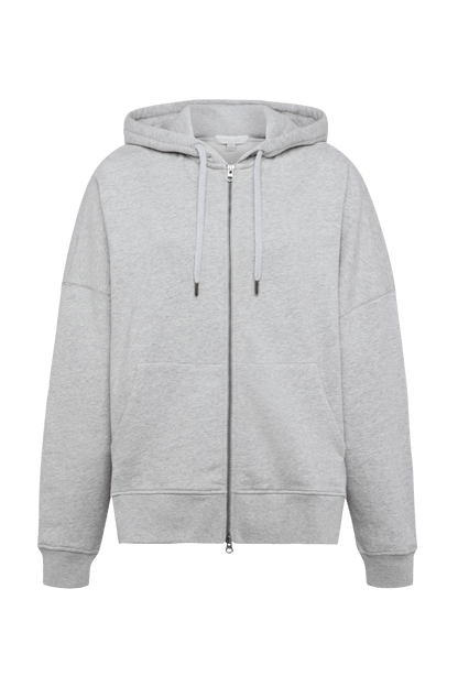 Core Fleece Two Way Zip Hoodie | Heather Grey