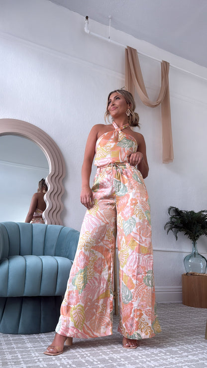 Isla Bloom Haltered Two Piece Set, Apricot Multi