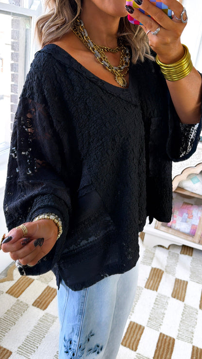 Celeste Textured Top, Black