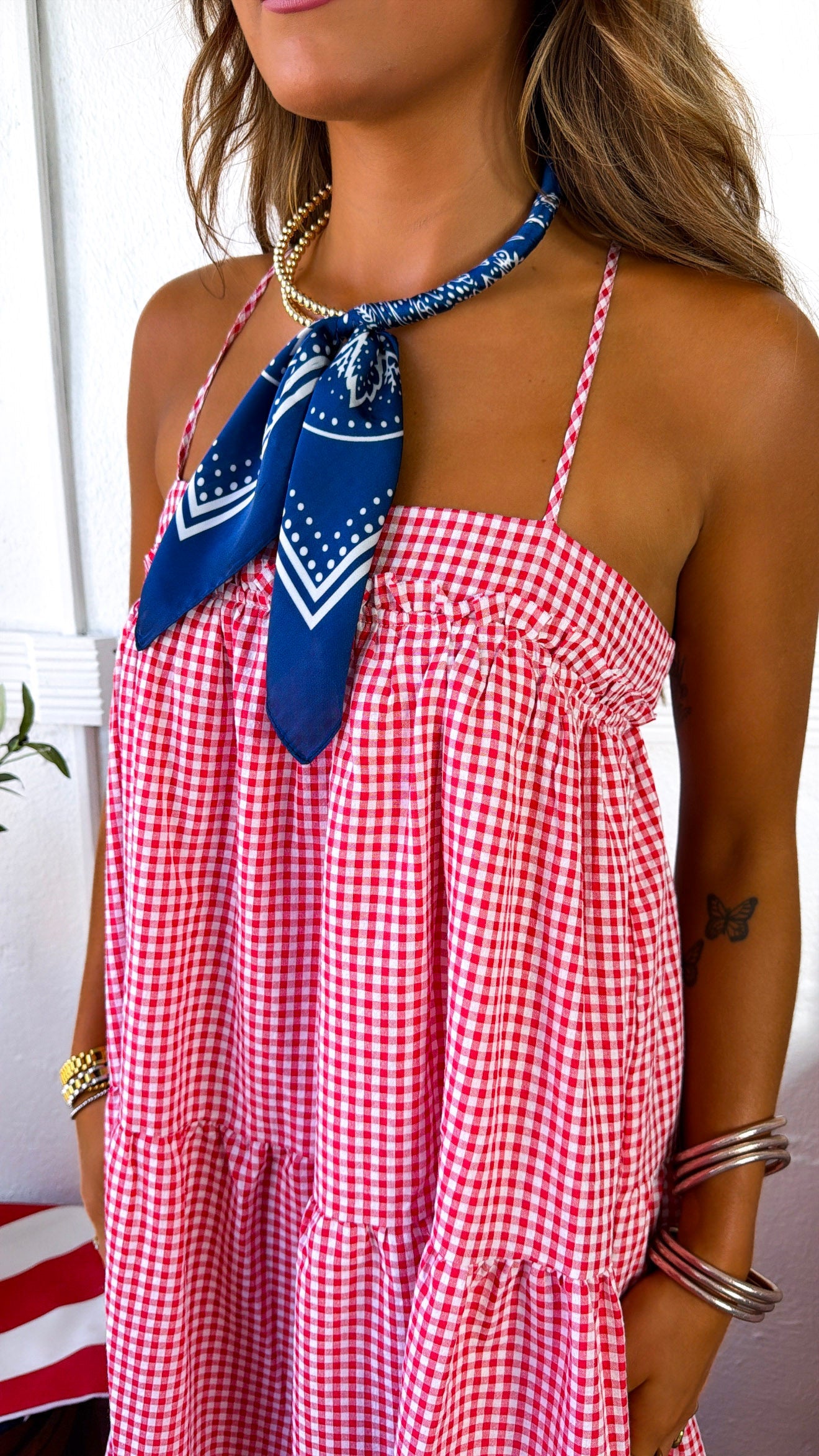 Dipsy Darling Midi Dress, Red/Navy