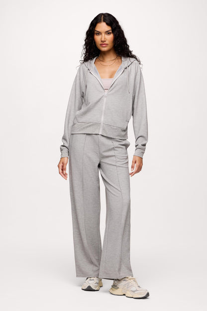 Performance Waffle Zip-Up Hoodie | Heather Grey