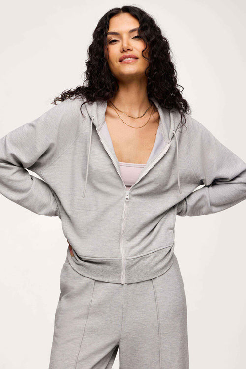 Performance Waffle Zip-Up Hoodie | Heather Grey