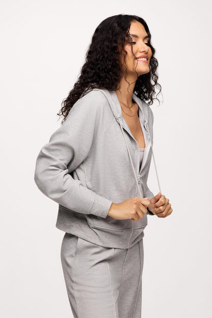 Performance Waffle Zip-Up Hoodie | Heather Grey