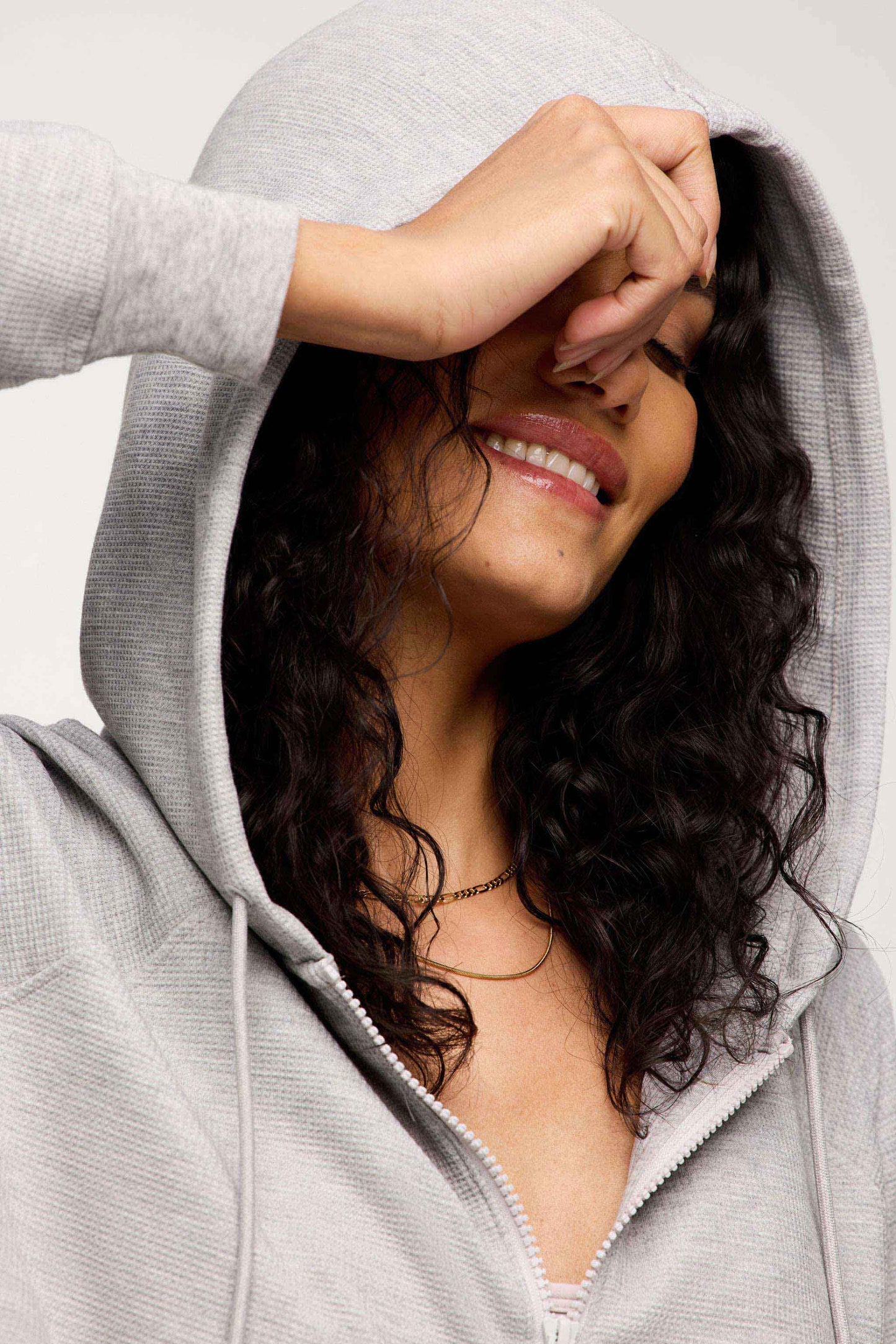 Performance Waffle Zip-Up Hoodie | Heather Grey