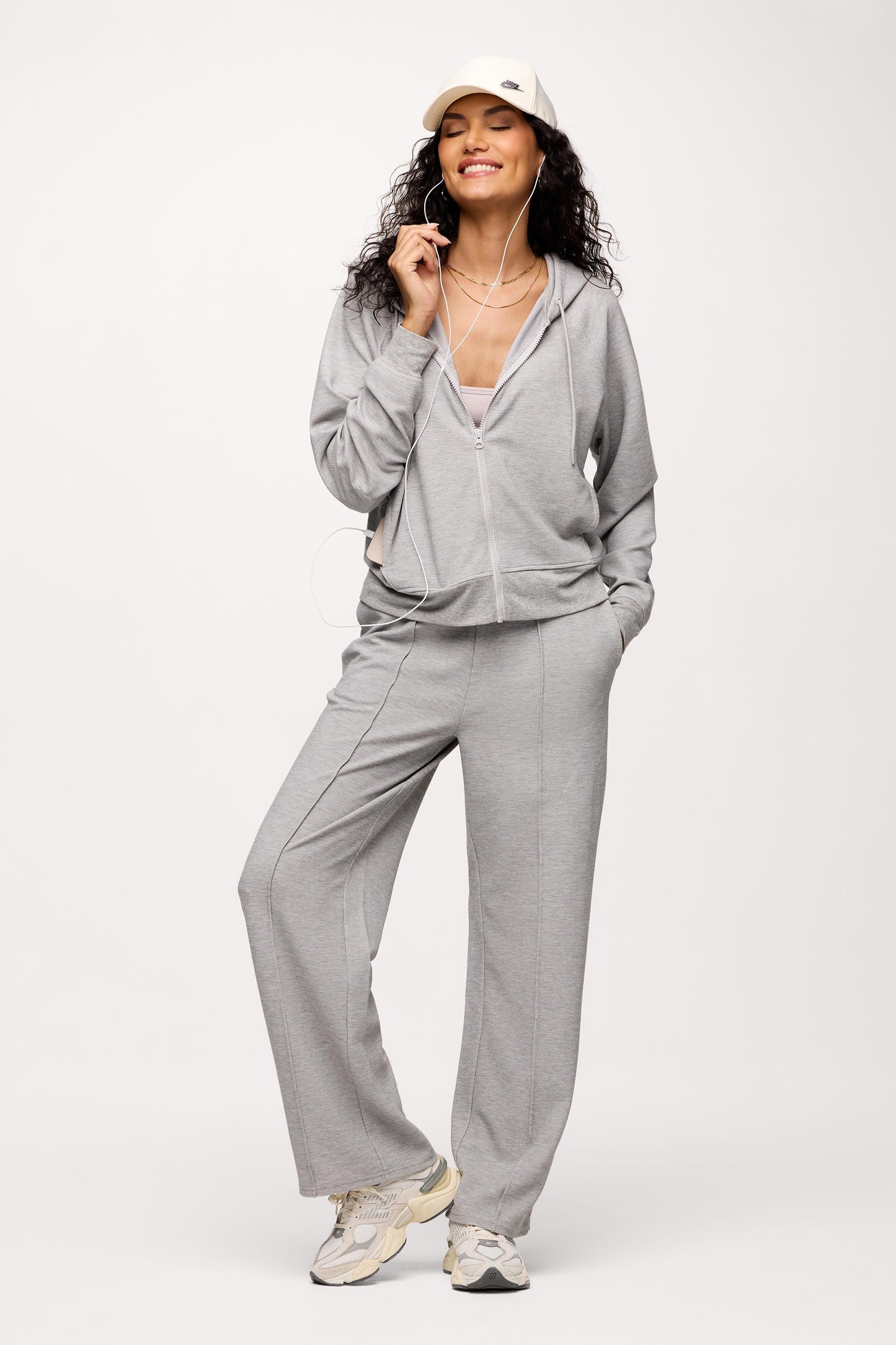 Performance Waffle Zip-Up Hoodie | Heather Grey