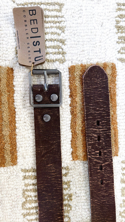 Hobo Leather Belt, Brown Abrasive