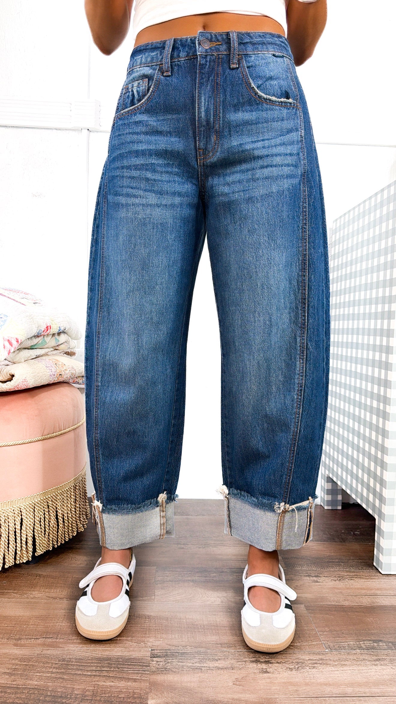 Canvas Curve Barrel Denim, Dark Wash