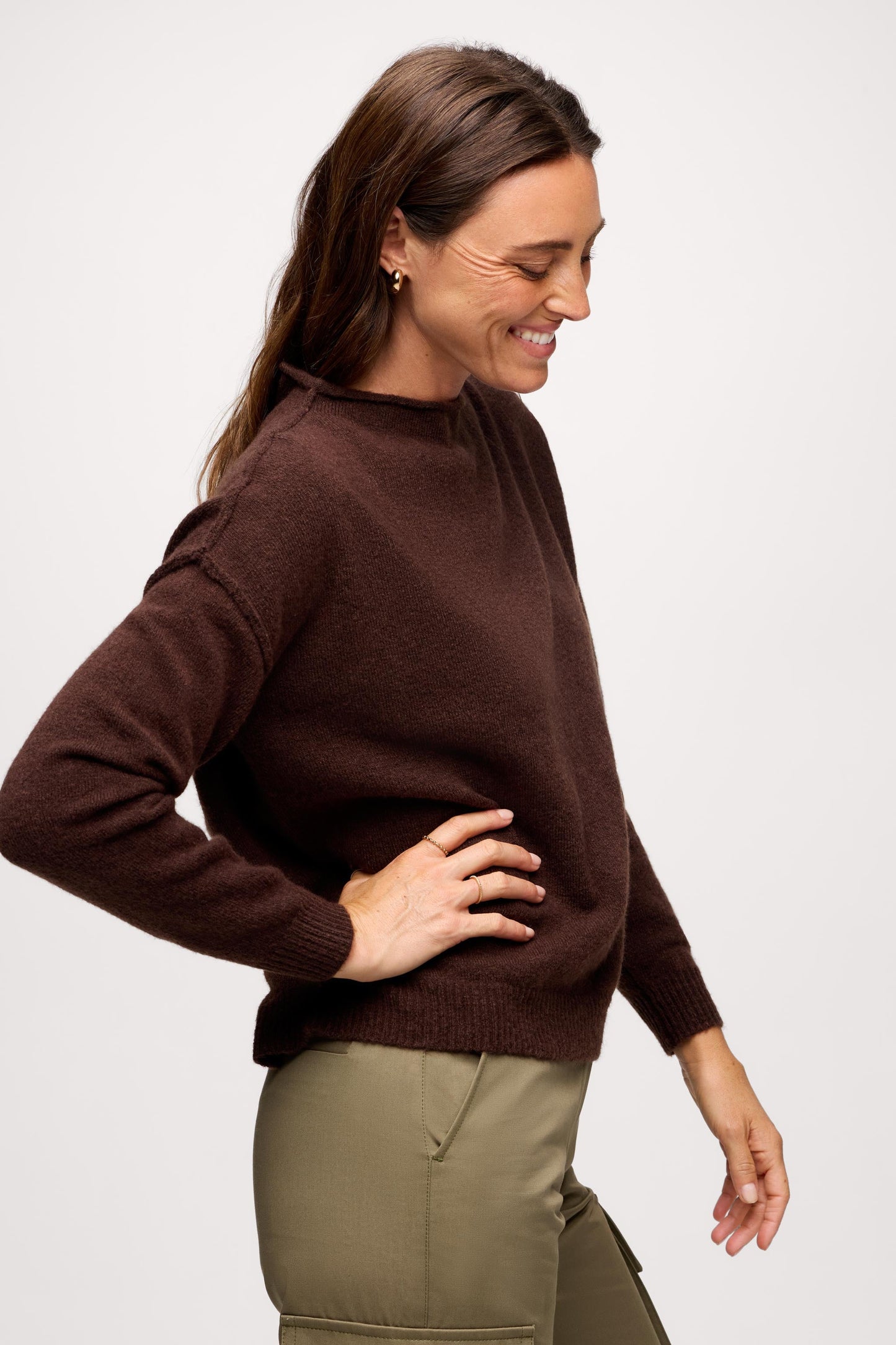 Cozy Knit Mockneck Sweater | Heather Espresso