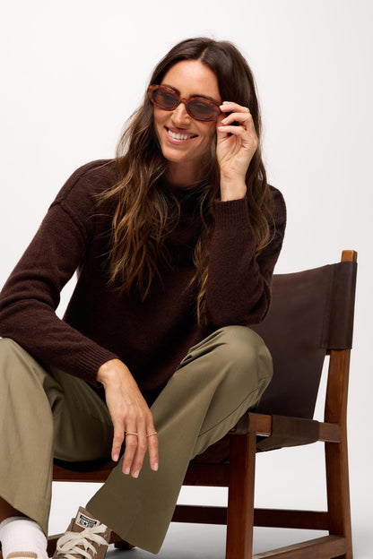 Cozy Knit Mockneck Sweater | Heather Espresso