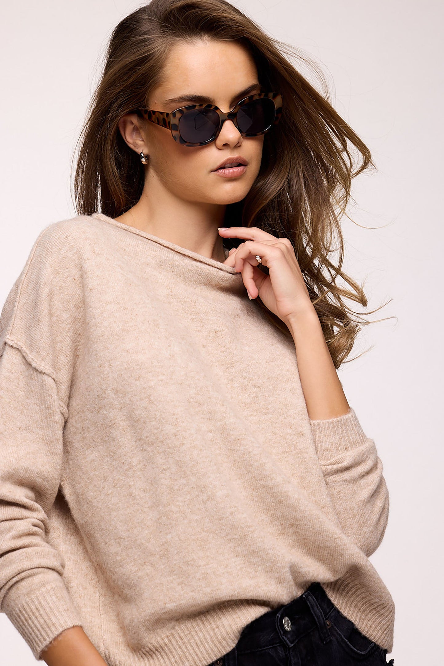 Cozy Knit Mockneck Sweater | Heather Oat