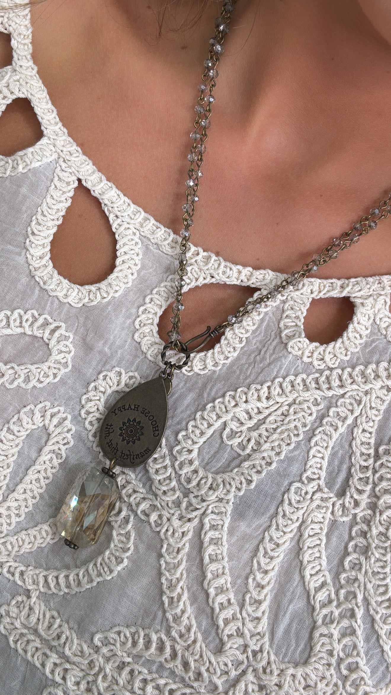 Choose Happy Engraved Necklace, Bronze