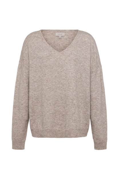 Cozy Knit V-Neck Sweater | Heather Cocoa