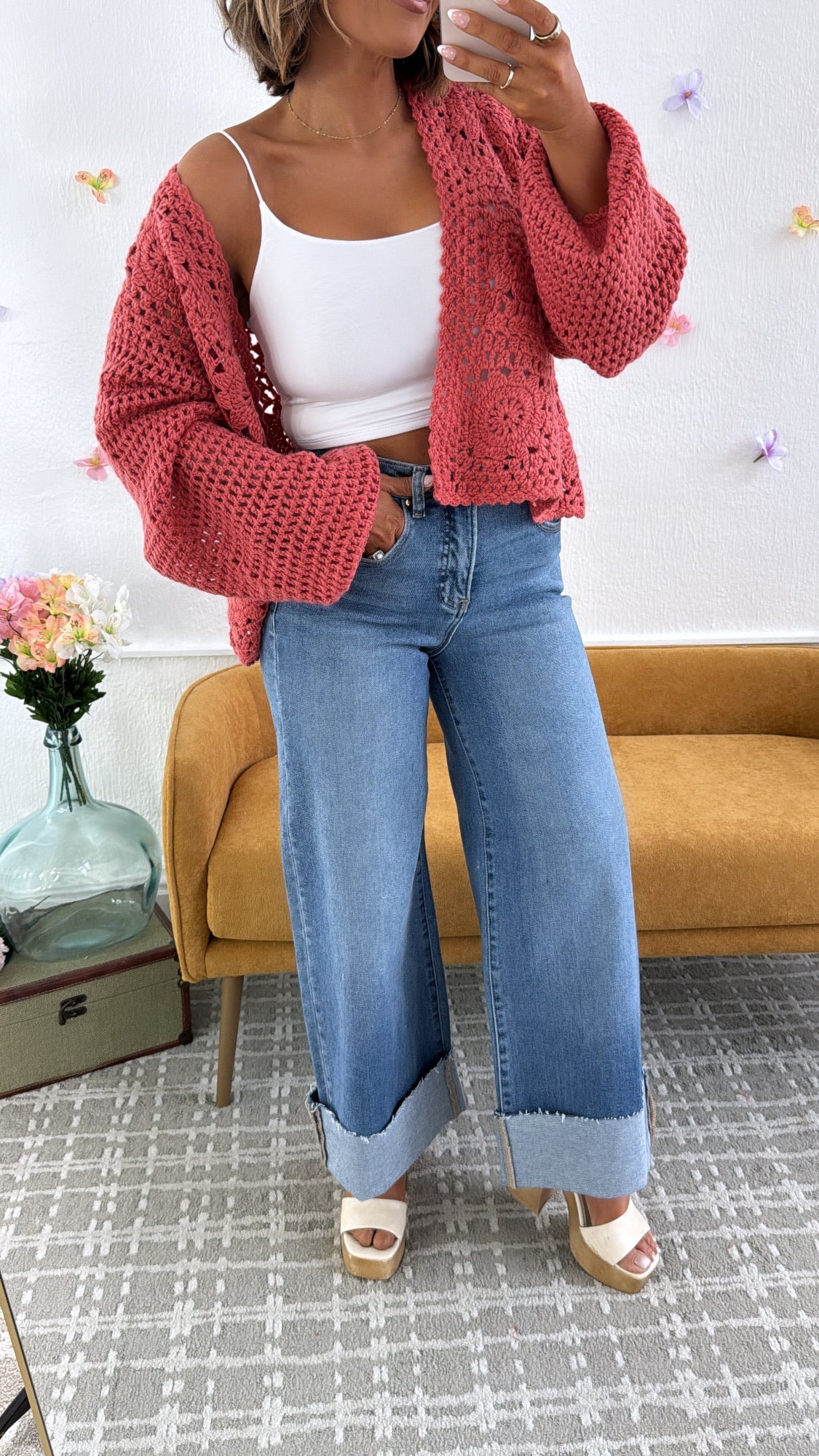 Kendal Distressed Cuff High Rise Denim , RISEN
