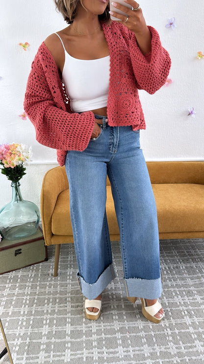 Kendal Distressed Cuff High Rise Denim , RISEN