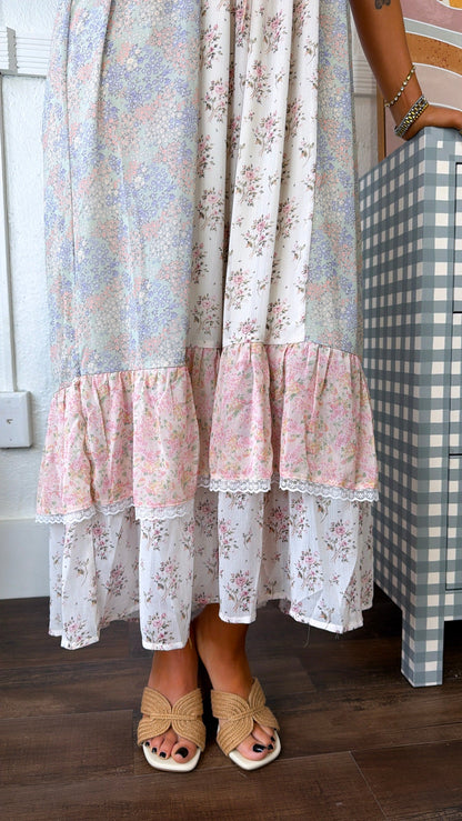 Isabella Floral Maxi Dress, Off White Combo