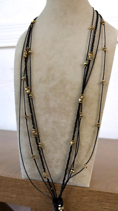 Layered Knot Necklace, Black