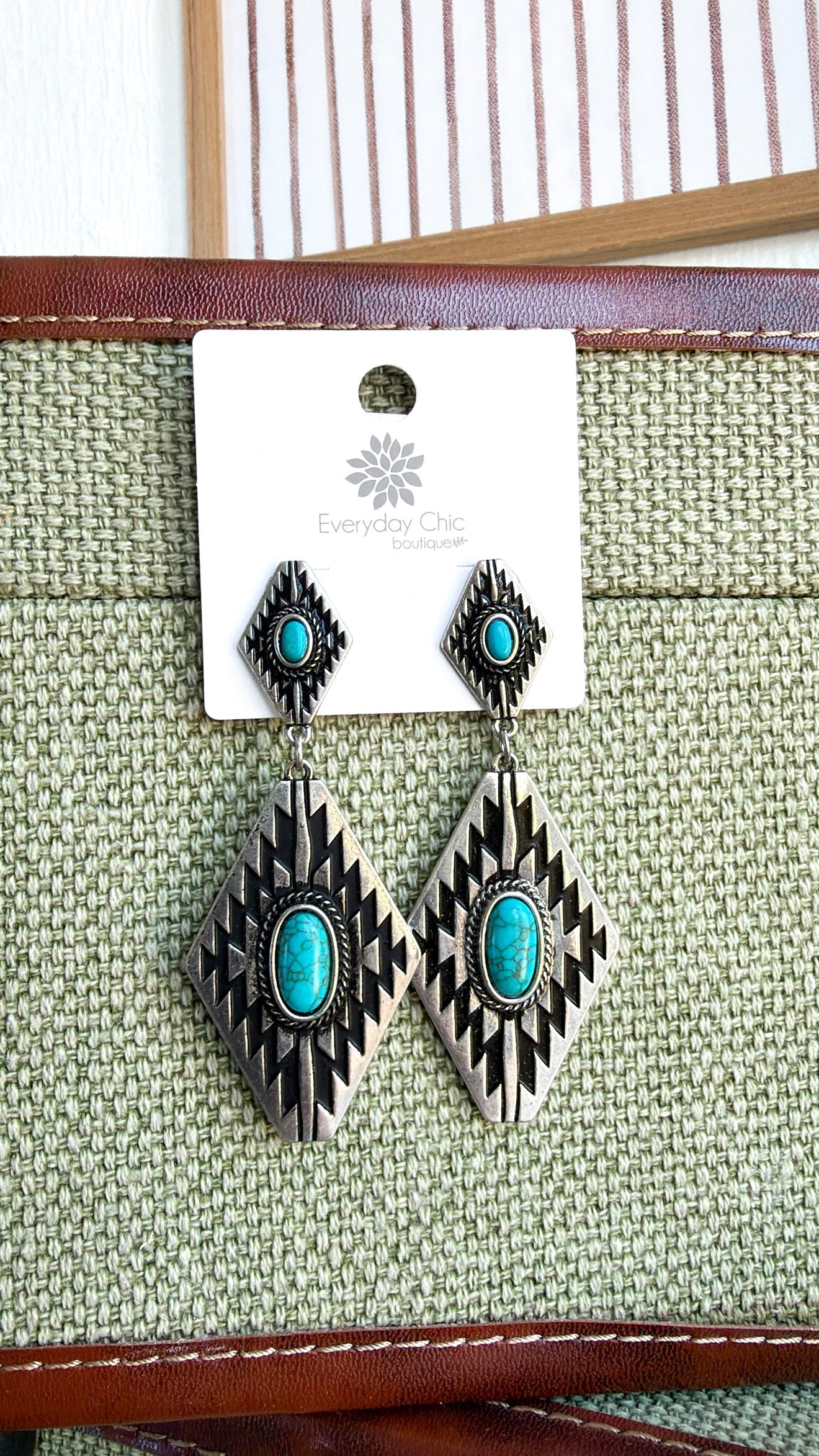 Bluebell Canyon Concho Earring, Antique Silver/ Turquoise