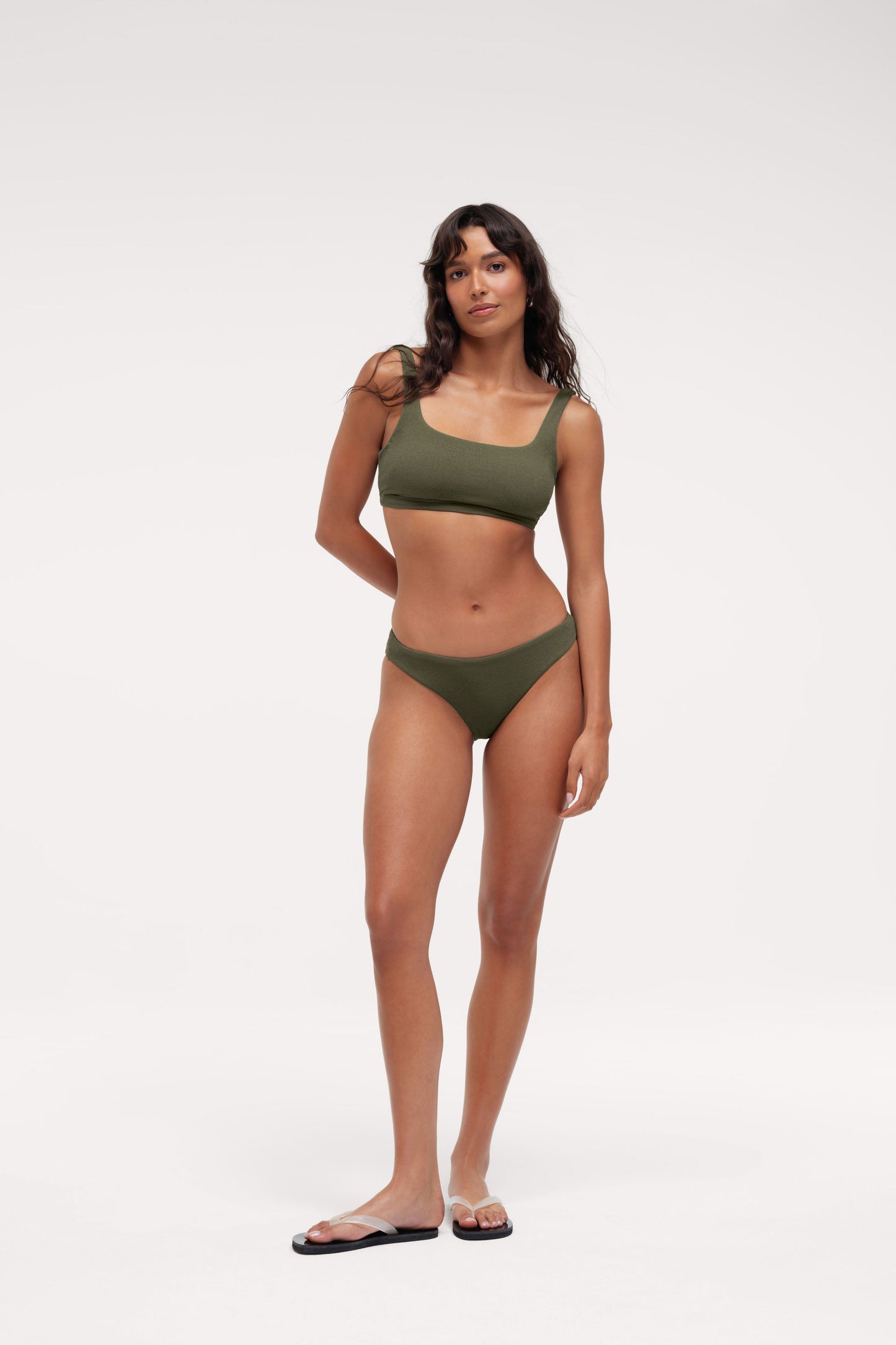 Low Waist Bikini Bottom | Crispy Darkest Olive