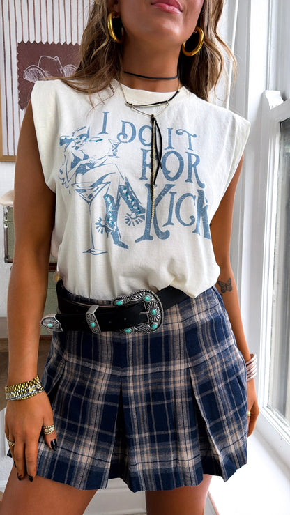 Plaidwood Skort, Midnight Navy