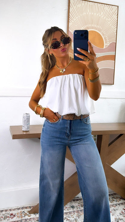 Ocean Mists Bubble Tube Top, Off White